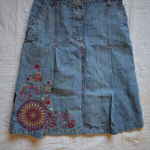 Embroidered Oilily Denim Skirt